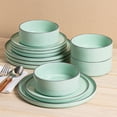 thumbnail image 4 of ALOFMO 12-Piece Light Green Reactive Glaze Ceramic Dinnerware Set,Modern Stoneware Plates Bowls Service for 4, Anti-Slip Scratch-Resistant, 4 of 9