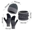 thumbnail image 3 of Caywon Unisex Autumn Winter Wool Set Color Block Knitted Thick Warm Hat Scarf Gloves 3-Piece Cold Weather Accessories Daily Outdoor Use Cozy Stylish, 3 of 3