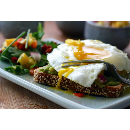 Canvas Print Open Faced Fried Eggs Salad Sandwich Sunny Side Up Stretched Canvas 10 x
