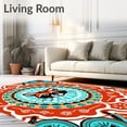 thumbnail image 2 of ODIKA 5'x7' Machine Washable Non-Slip Area Rug, Boho Chic Playful Raccoon with Vibrant Inspired High Traffic Rug with Pad, Red, 677522, 2 of 8