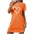 thumbnail image 2 of VgaVtl Sleep Shirts for Women Plus Short Sleeve Orange Night Shirts for Women Sleepwear Funny Heart Print Casual Nightgowns, 2 of 5