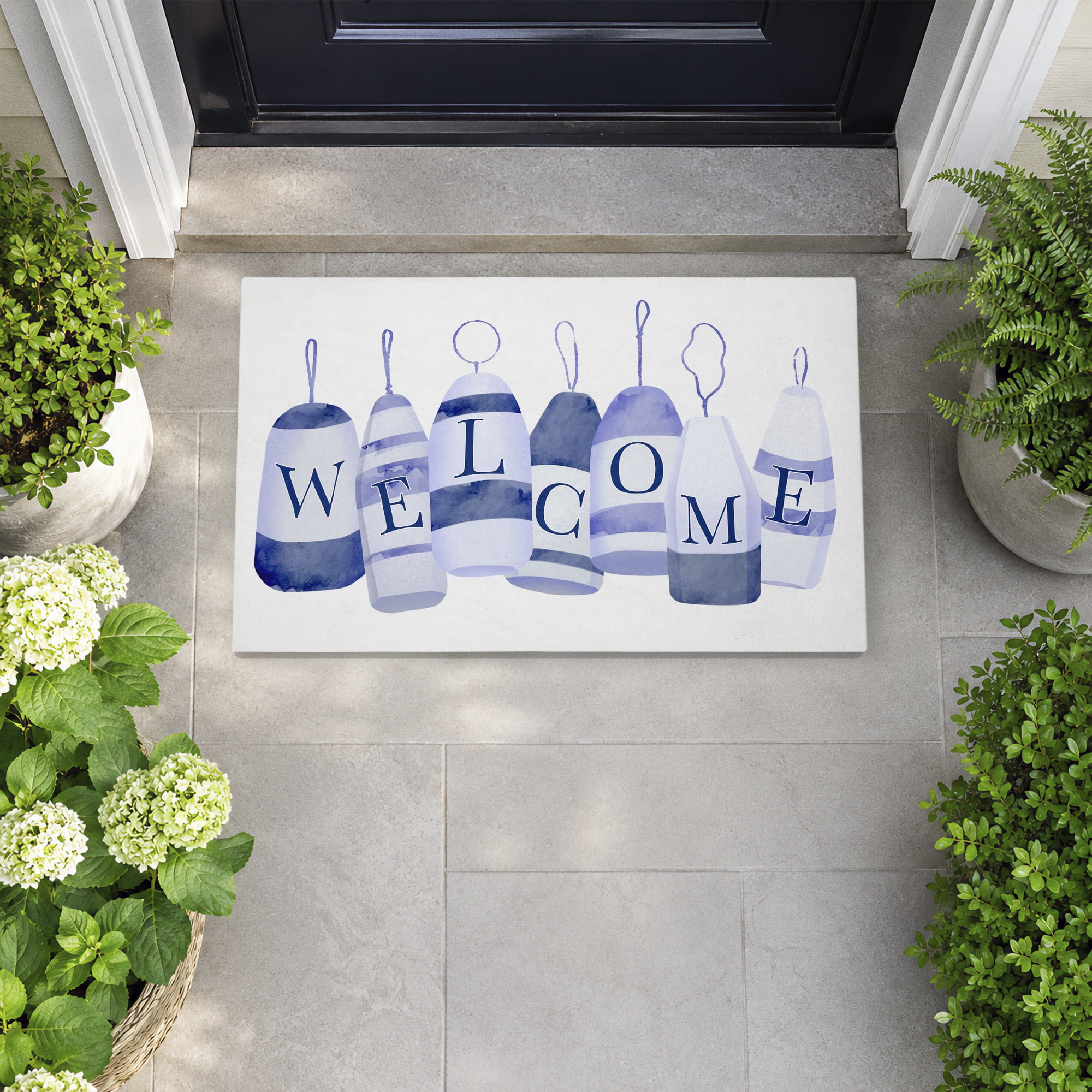 Stupell Industries Welcome Beach Buoys Printed Outdoor Door Floor Mat, design by Ziwei Li