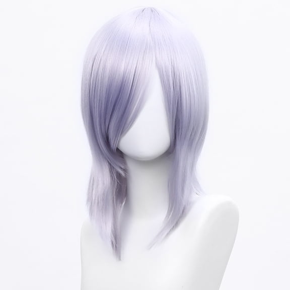 XmhyTop 14 Inch (40cm) Medium-Length Straight Cosplay Bob Wig -For Female, Grayish purple