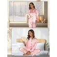 thumbnail image 5 of Silk Satin Pajama Set for Women - Long Sleeve Soft Button Down Loungewear Nightwear Pjs Sleepwear,Valentine's Day Gift for Her,Two-Piece Pajamas Set,M, 5 of 11
