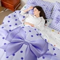 thumbnail image 3 of Erosebridal Girls Purple Ribbon Bow Bedding Comforter Set 7pcs,Kids Teens Vintage Polka Dots Queen Bedding Sets,Lightweight Room Decor, 3 of 6