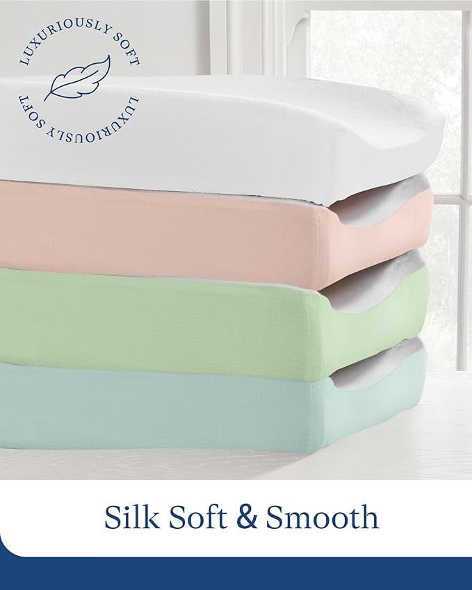 Supersoft Diaper Changing Pad Covers, 2-Pack Premium Bamboo Viscose Change Table Pad Covers for Baby Girls and Boys, Hypoallergenic Stretchy Changing Table Cover Sheets (Changing Pad Covers)