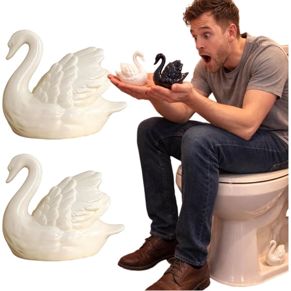 Toilet Swans, Toilet Bolt Covers Decorative, Ceramic Swan Toilet Bolt Covers, Handcrafted Bathroom Decor Accessories, Easy Installation, Fits Most Standard Toilets (W-2PC)