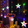 thumbnail image 4 of DYstyle Battery Operated Multicolor LED Star Curtain Light 2M 82LEDs PVC Coated Icicle String Light Home Decorative Lights for Bedroom Camping Tent Wedding Party Ramadan Christmas, 4 of 6