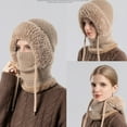 thumbnail image 3 of 3 in 1 Knit Beanie Hat，Fleece Lined Winter Scarf Mask Set for Women，Winter Warm Ear Protection Knitted Snow Outdoor Caps Plush Earmuff Hats, 3 of 9