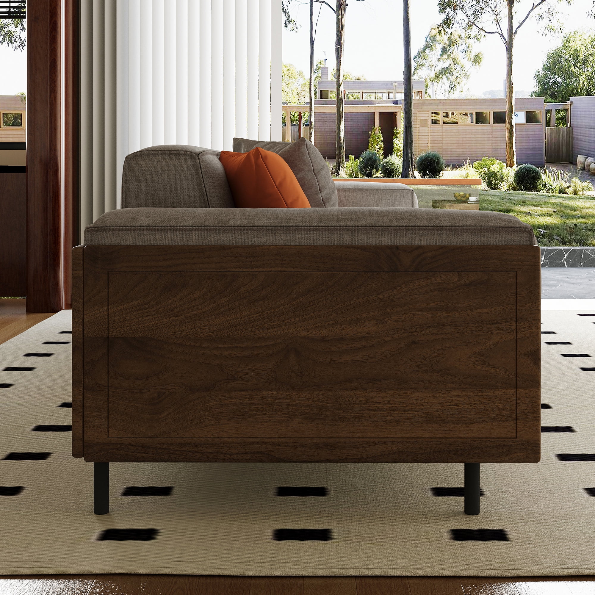 NessCarsti Mod. 4-seater sofa - Timecloud couch, wood frame/metal legs,suit office/apartment/living rm, 111.81", grey
