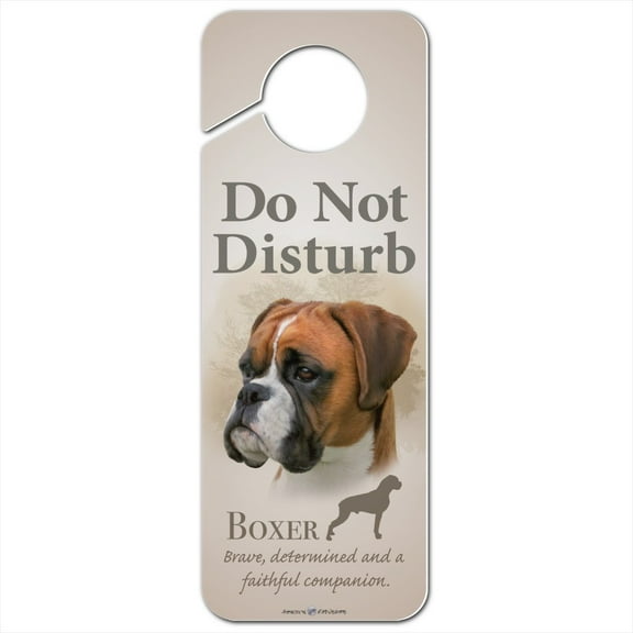 Boxer Dog Breed Plastic Door Knob Hanger Sign