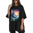 thumbnail image 4 of Plus Size Shirt for Women Black Tops for Women Short Sleeves Shirt for Women Mountainous (23) T Shirt Crewneck Shirt for Women XS, 4 of 5