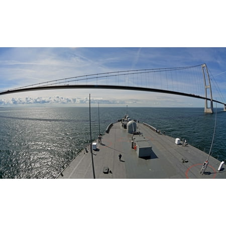 LAMINATED POSTER The amphibious command ship USS Mount Whitney (LCC 20) transits under the Great Belt Bridge which co Poster Print 24 x