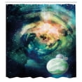 thumbnail image 3 of Ambesonne Space Shower Curtain, Spiral Galaxy and Planets, 69"Wx84"L, Teal Blue Yellow, 3 of 5