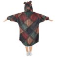 thumbnail image 2 of FORMRS Wearable Blanket Hoodie with Sleeves for Kids Cozy Flannel Sweatshirt, Red Tartan Pattern, 2 of 7