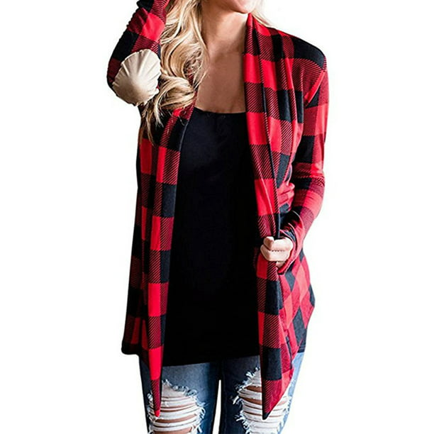 Canis Womens Long Sleeve Flannel Plaid Shirts Cardigan Blouse Ladies ...