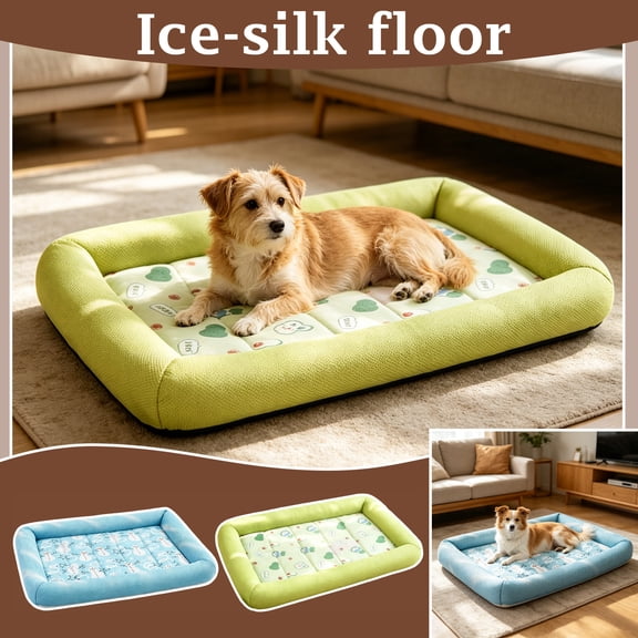 Pet Bed, Cooling Pet Bed, Small Dog Bed Washable, Dog Bed for Small Dogs, 16X12 Inch Bolster Snowman Printed Pet Mat with Breathable Mesh Edge, Machine Washable Non-Slip Base for