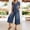 Blue, variant on Women's Denim Jumpsuits With Tie Front Cutout And Puff Sleeves Featuring Wide Leg Silhouette And Side Pockets Blue M