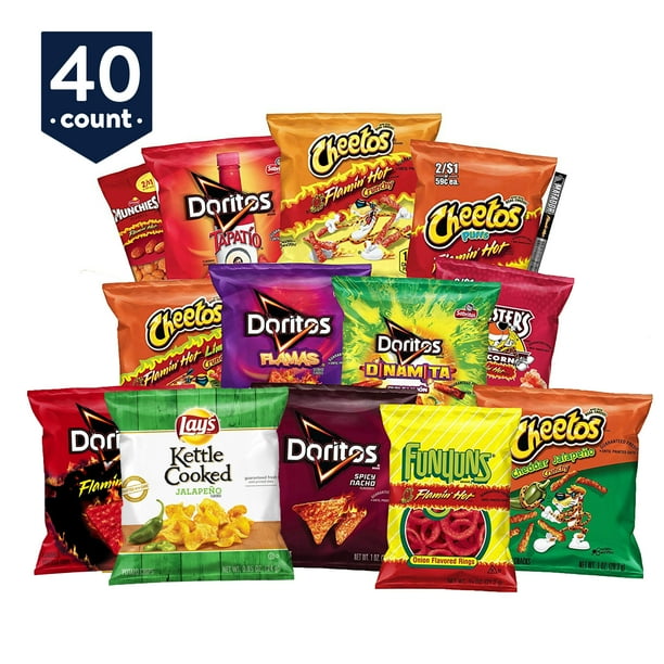 Ultimate Hot & Spicy Snack Package, Variety of Chips, Nuts & More, 40