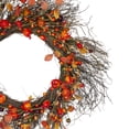 thumbnail image 3 of Northlight Leaves and Berries Artificial Fall Harvest Twig Wreath - 24 inch, Unlit, 3 of 3