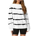 thumbnail image 1 of KIHOUT Chandails en Molleton de Mode pour Femmes, Col Rond Décontracté Épaules Tombantes Manches Longues Pull Rayé Imprimé Blouse Ample, Taille S-3TG, 1 of 6