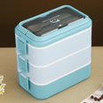 thumbnail image 3 of Bento Box 2500ml Lunch Box Stackable 3 Layers Lunch Containers Leak-Proof Bento Lunch Box Reusable Lunch Box BPA Free Food Container with Spoon Chopsticks Microwave Dishwasher Safe, 3 of 9