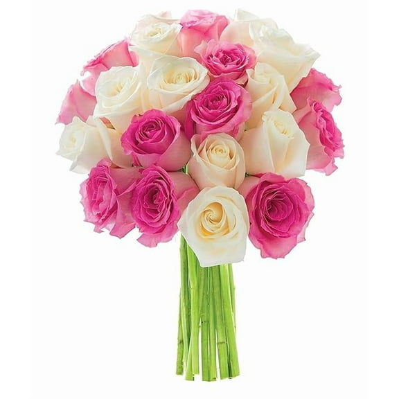 KaBloom : Mother’s Day Collection - Whispers of Serenade Bouquet of 9 Pink Rose 9 White Rose.Gift for Birthday, Sympathy, Anniversary,Valentine, Mother’s Day Fresh Flowers