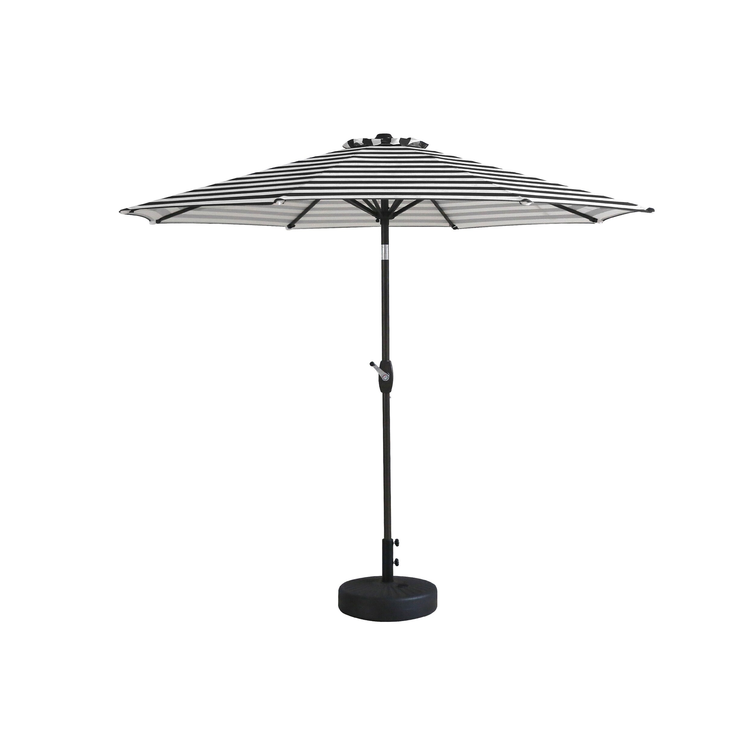 Amelia 9 ft. Patio Table Umbrella with Tilt and Crank, Black/White