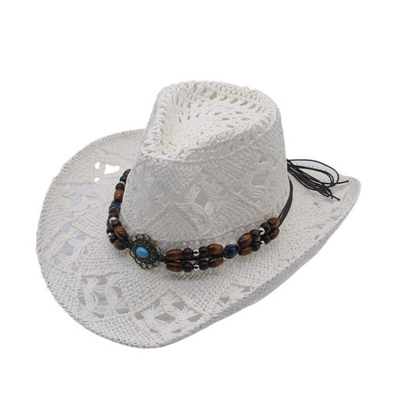 On Sale Sun Hats White Cowboy Hat for Women and Men with Decorative Hollow Western Cowboy Hat