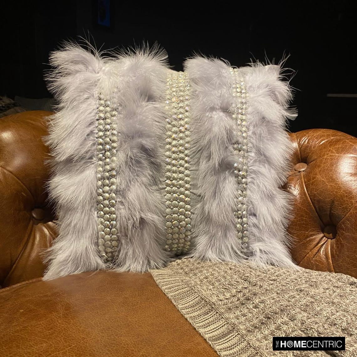 Pillow Cases, Grey Pillowcases, 14x14 inch (35x35 cm) Silk Cushion Cover&nbsp;Zipped, Pillow Covers with Fur & Sequins & Embroidered, Solid Color Patterned, Modern Style Pillow - Kitty Fur