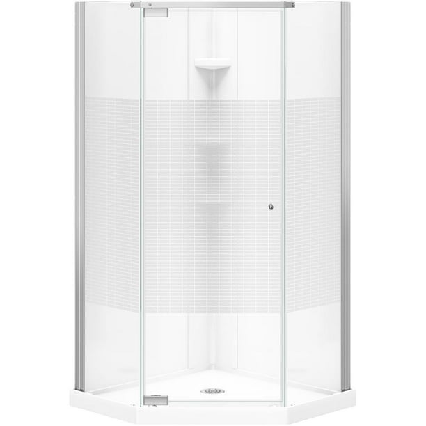 36" x 36" Begonia 3 Piece Polystyrene Neo Angle Corner Shower