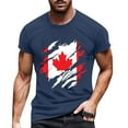 thumbnail image 1 of Chandail Canada Homme Fête du Canada Drapeau Manches Courtes T-Shirt Feuille d'Érable Hauts Col Rond Chandail de Golf Canada, 1 of 4