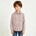 thumbnail image 5 of Long Sleeved Plaid Shirt Boy'S Color Block Cardigan Lapel Top,Plaid Lapel Shirt 4-5Years, 5 of 9