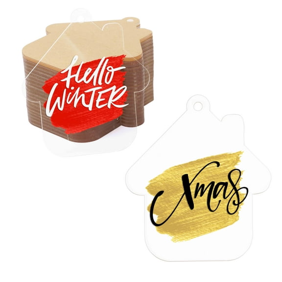 Inkdotpot Laser Cut Acrylic Ornament Blank with Holes Predrilled DIY Christmas Tree Decoration, Stocking Name Tag- Holiday Tags- 3mm Thick- 25 Pack