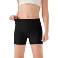 thumbnail image 2 of CPNG Girls Yoga Shorts Sports Cycling Leggings Dance Biker Cartwheel Shorts Solid Color High Waisted Tight Shorts(Black,9-10 Years), 2 of 5