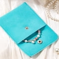 thumbnail image 2 of Paquete de 4 bolsas pequeñas para joyería de piel sintética de gamuza de microfibra con botón a presión (crema y azul lago), 7*7cm+10*10cm, 2 of 5