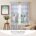 thumbnail image 5 of Teal Pumpkins Fall Sheer Curtains 84 Inches Long, Thanksgiving Eucalyptus Blue Checked Light Filtering Window Curtains for Living Room, Rod Pocket Voile Sheer Curtain Drapes, 52"W x 84"L, 2 Panels, 5 of 9