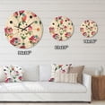 thumbnail image 4 of Designart 'Roses Flowers Pattern On White' Mid-Century Modern Wood Wall Clock, 4 of 5