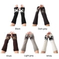 thumbnail image 2 of Fashion Winter Autumn Rabbit Print Warm Long Arm Gloves Half Finger Mittens Knitted Fingerless Gloves Exposed Finger KHAKI, 2 of 8