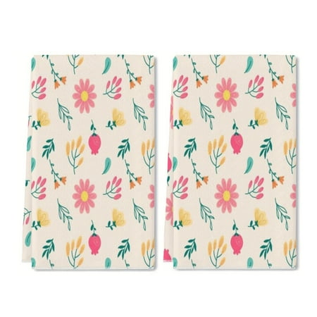 

YladaFaie Floral Pattern Spring Kitchen Towels Dish Towels Set of 2 Hand Towels 16 x 24 Inch Drying Dishcloth Farmhouse Home Seasonal Holiday Decorations