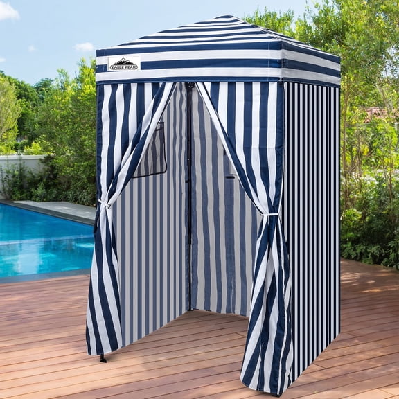 EAGLE PEAK Flex Ultra Compact 4x4 Pop-up Changing Room Canopy, Portable Privacy Cabana for Pool, Fashion Photoshoots, or Camping (White/Blue)