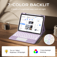 thumbnail image 6 of Aoub Touchpad Keyboard Case for iPad A16 11th Generation / iPad 10th Generation 2025/2022 with Backlit, Magnetic Detachable Wireless Bluetooth Keyboard Case, Light Purple, 6 of 7