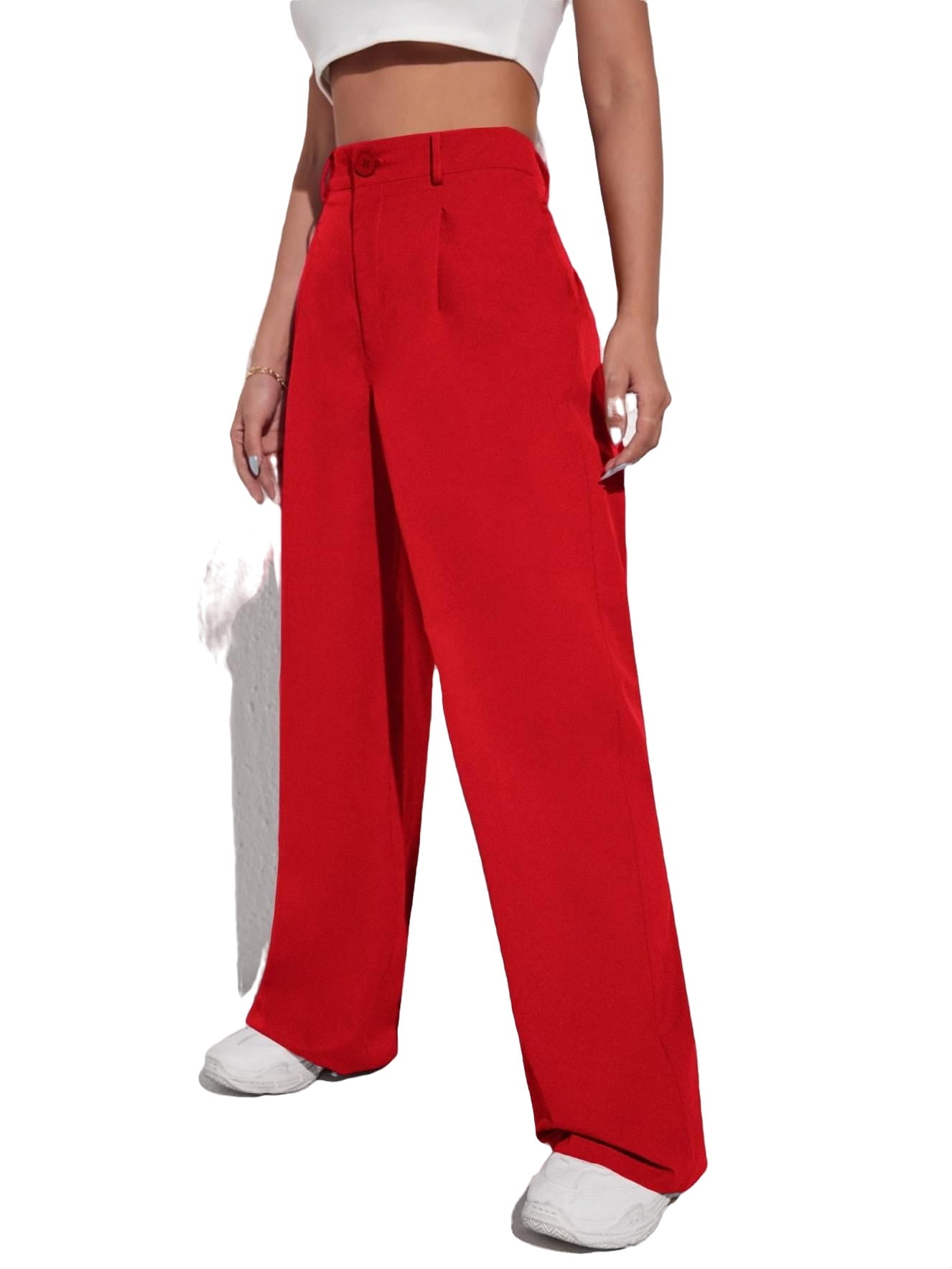 Online Shopping for Red Shirt & High waist wide leg pants Set