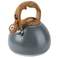 thumbnail image 1 of EeaseCA 1Pc 2.8L Antique Stainless Steel Wooden Handle Flat Bottom Whistling Kettle Boiling Tea Kettle (Grey, The Outer Packing for 3L), 1 of 8