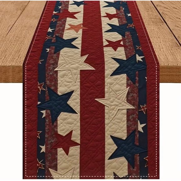 Independence Day Table Runner Red Patriotic 13x72 Inch , Linen 4th of July Table Decoration ,Red White and Blue Patriotic Table Runners for Holiday Decor Dinging ,Party ,Kitchen