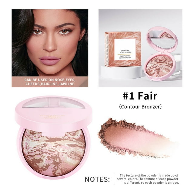 WIFKLSIIPG Baked Powder Powder Foundation Skin Contouring Oil Control Even Skin Tone Natural Appearance Pearlescent Bronze Compact Powder