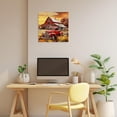 thumbnail image 3 of ZHONGYUTONG Old Barn Canvas Rustic Wall Art Farm Red Tractor Picture Vintage Farmhouse Country Painting for Living Room Decor Framed (24.00" x 24.00"), 3 of 5