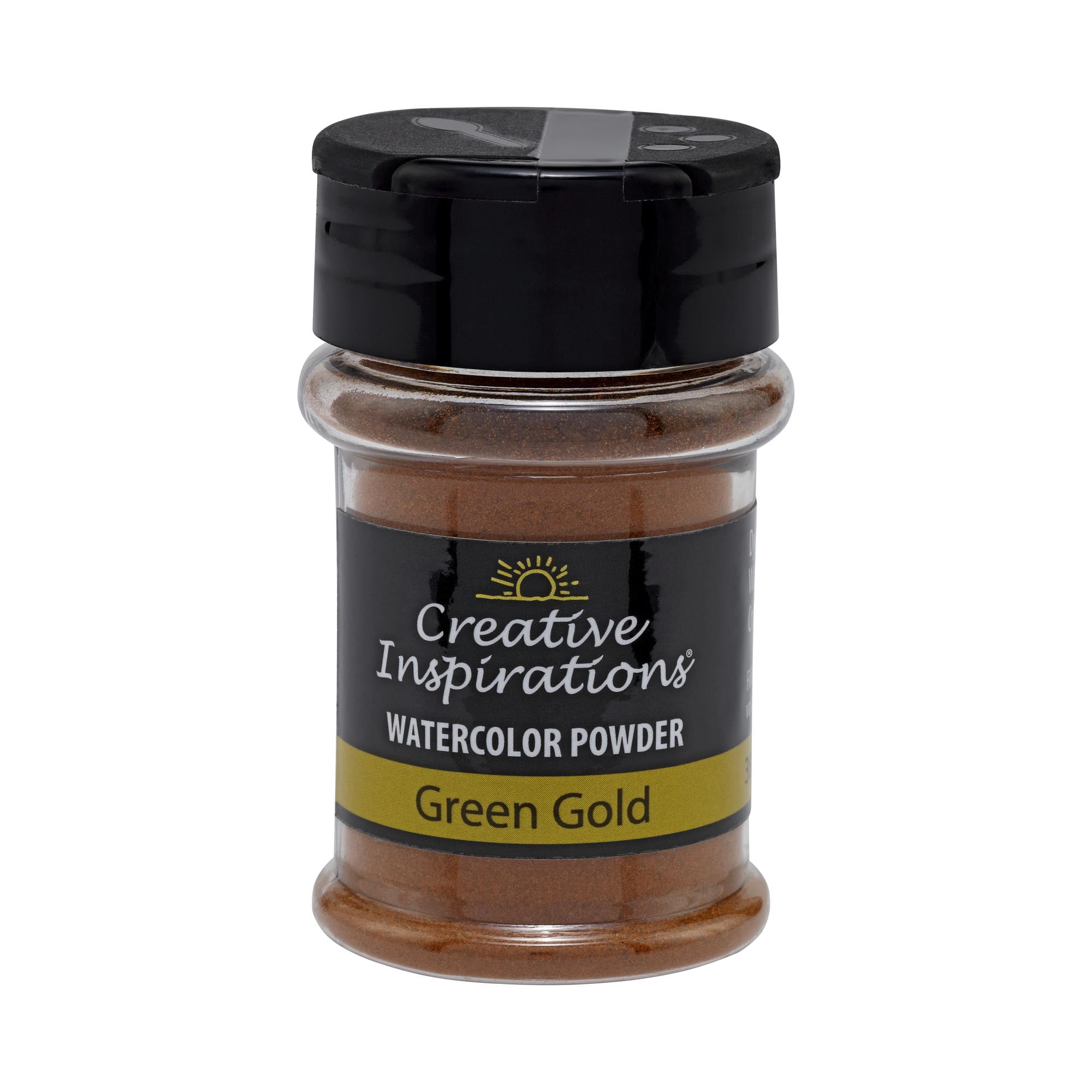 Creative Inspirations Powder Watercolor Paint 3 Pack - 38g Shaker Bottle, Green Gold - Dye-Based Water-Soluble Crystalline Pigments - Non-Toxic, Perfect for Abstract and Spontaneous Effects