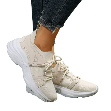 

nsendm Women s Comfort Slip-on Sneaker Womens Walking Sneakers Wide Width Slip On Beige 40