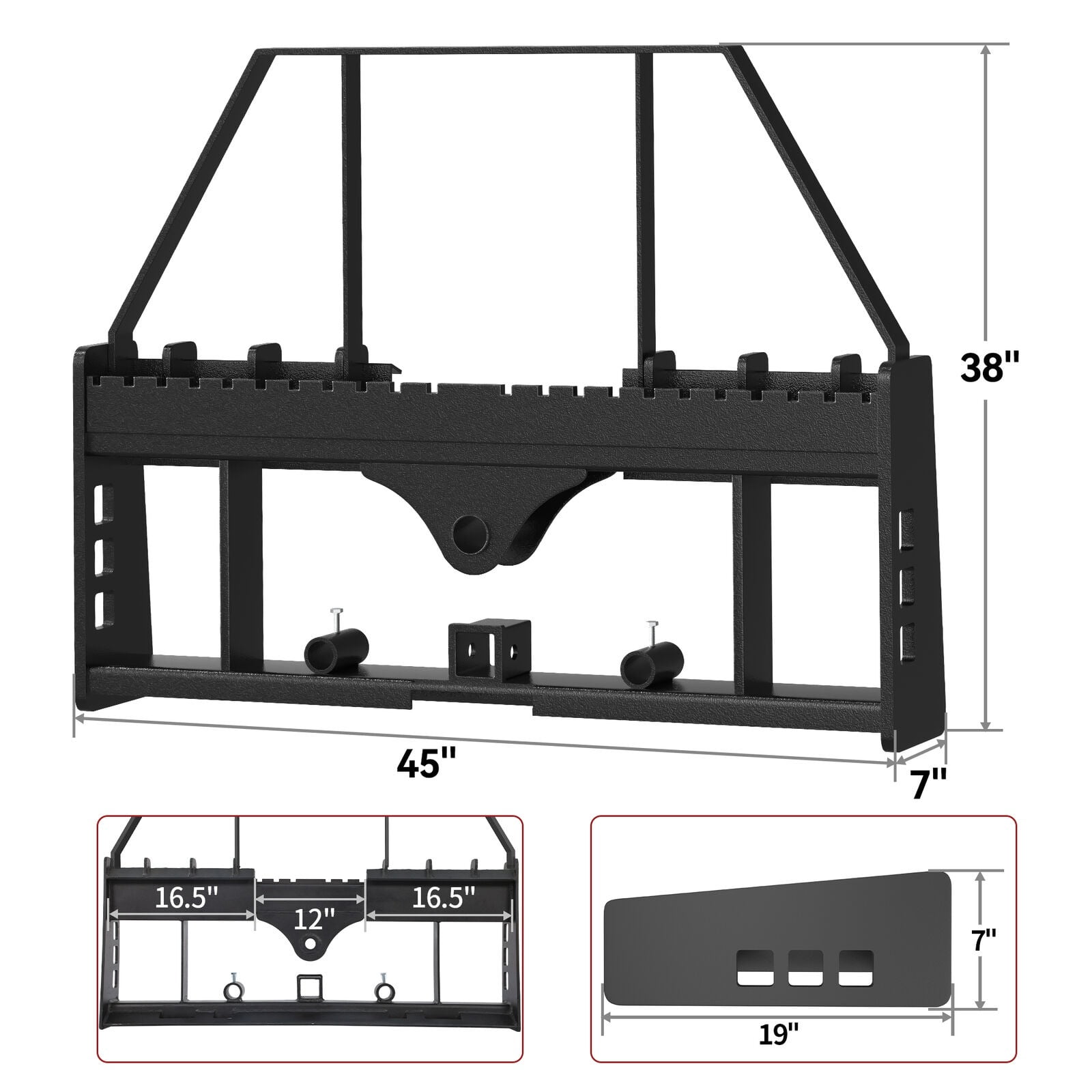 RVNI 45" 2500LBS Capcity Pallet Fork Frame Attachment for Kubota Bobcat Skid Steer